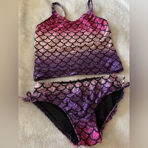 Pixie Lane pink and purple mermaid tankini set size 8
